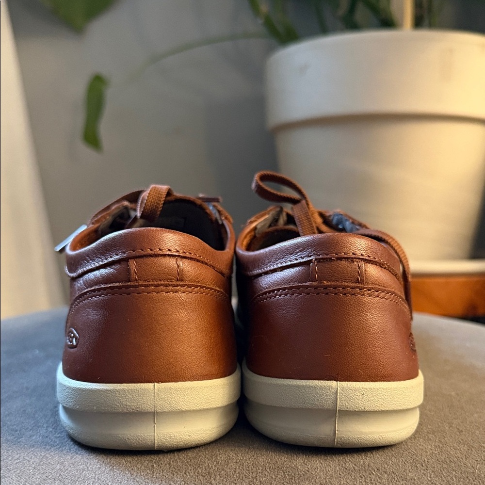 Keen Lorelai Cognac Brown Leather Casual Lace-Up Womens 9 Sneakers Outdoors - Picture 4 of 9